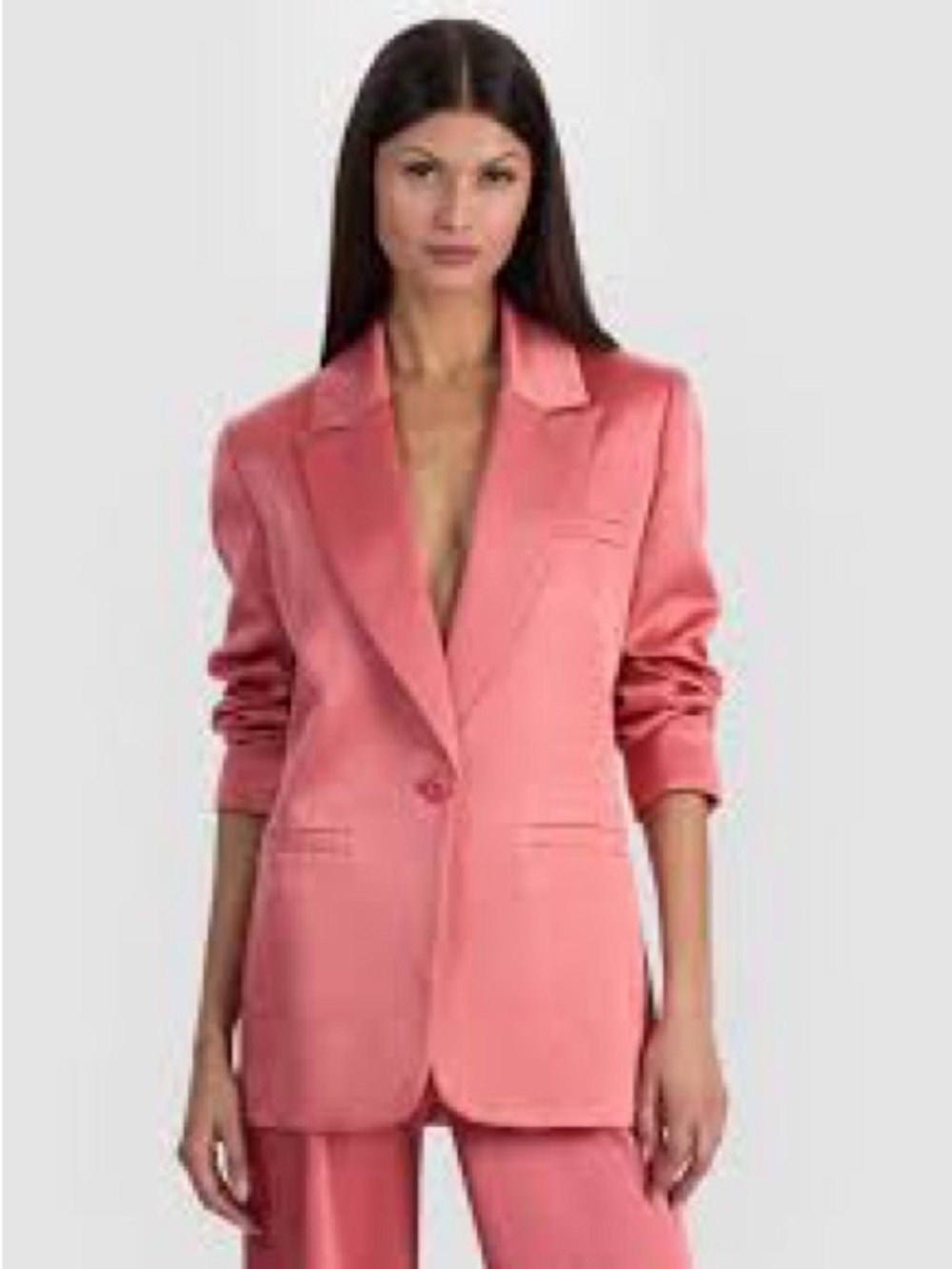 Alice + Olivia Coral-Pink Single-Button Blazer